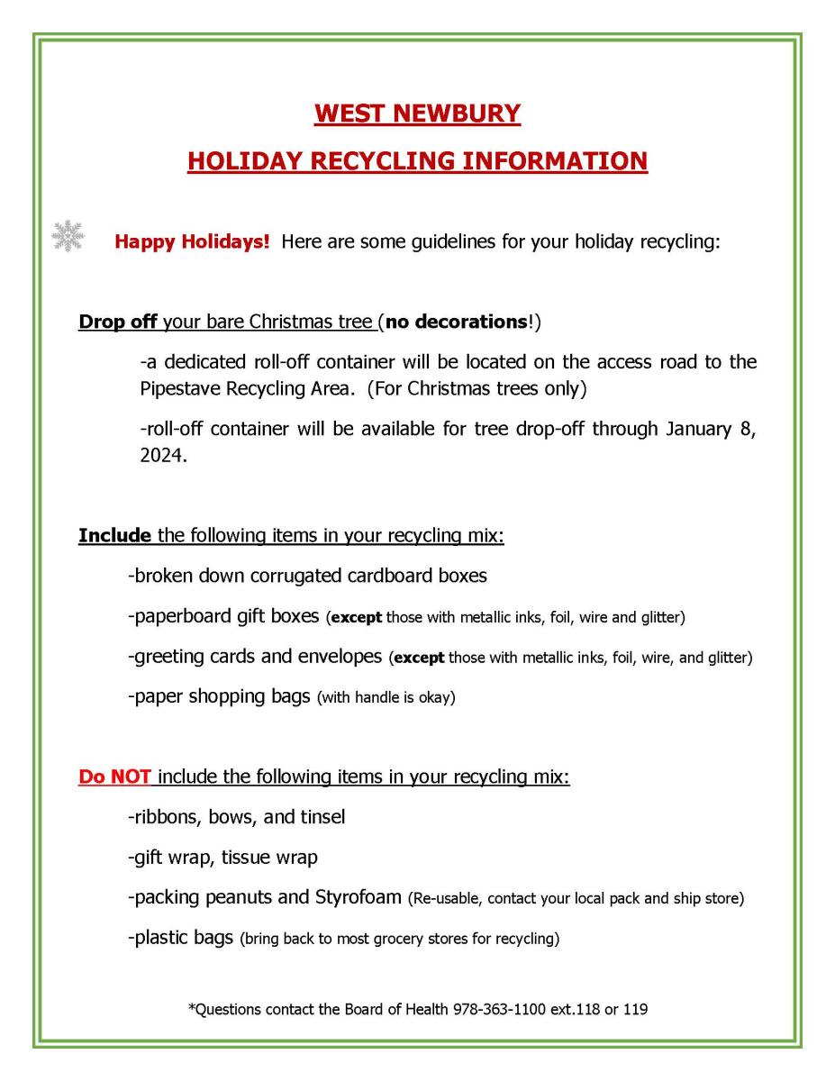 Holiday Recycling Information