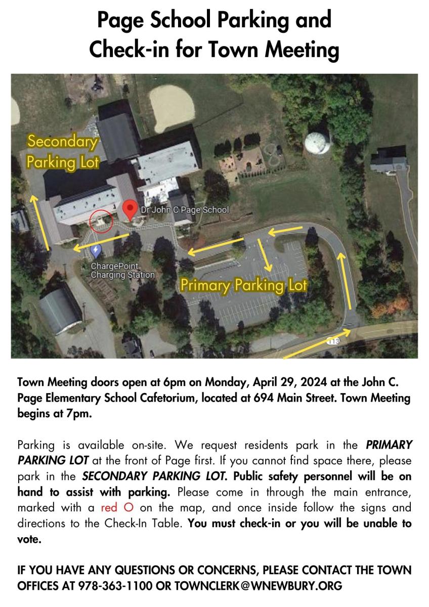 Town Meeting Parking Instructions