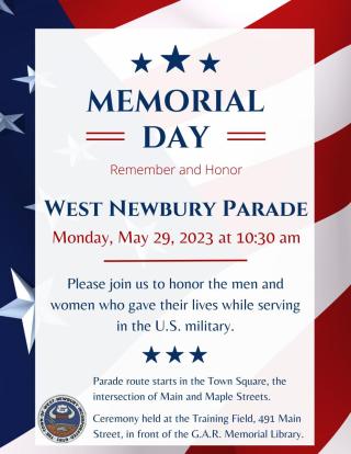 Flyer for Memorial Day Parade